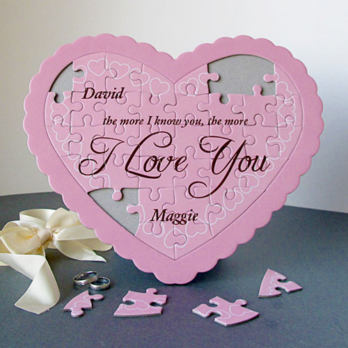 Pink Hearts Personalized Heart Puzzle