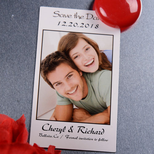Create White Save The Date Photo 2x3.5 Card Size Magnet