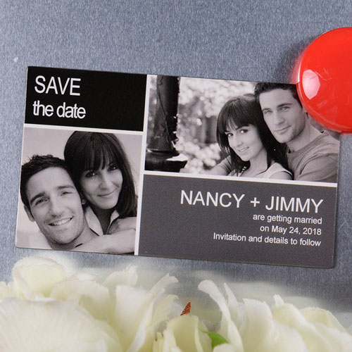 Create Black Grey Save The Date Photo 2x3.5 Card Size Magnet