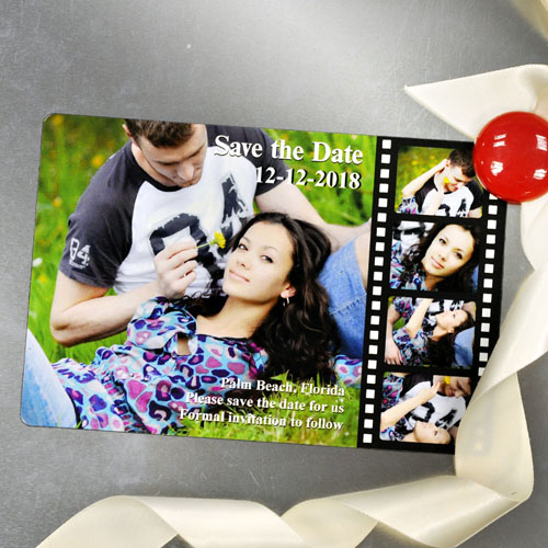 Personalized Fridge 4x6 Large Filmstrip Fun Save The Date Magnet
