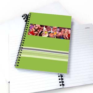 Three Collages Colorful Stripes Notebook, Green