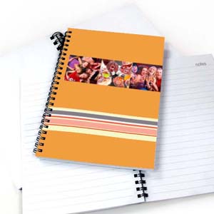 Three Collages Colorful Stripes Notebook, Orange