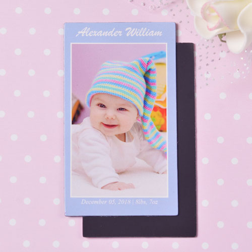 Baby Blue Personalized Photo 2x3.5 Card Size Magnet