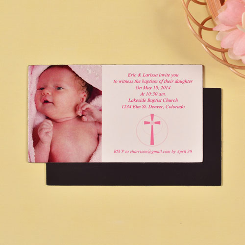 DIY Girl Baptism Photo 2x3.5 Card Size Magnet