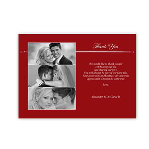 5x7 Three Collage Band of Red Thank You Card