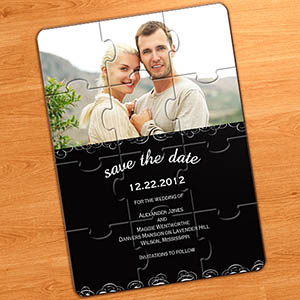 Save the Date Puzzle Invitations, Black Magical Day