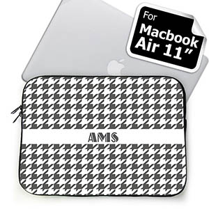 Custom Initials Grey Houndstooth MacBook Air 11 Sleeve