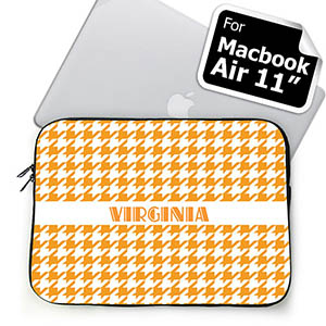 Custom Name Orange Houndstooth MacBook Air 11 Sleeve