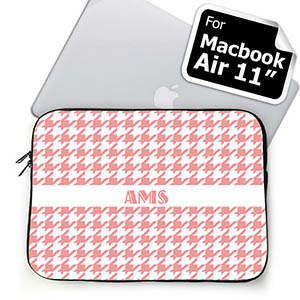 Custom Initials Pink Houndstooth MacBook Air 11 Sleeve