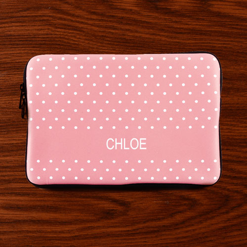 Custom Initials Pink Polka Dots MacBook Air 11 Sleeve