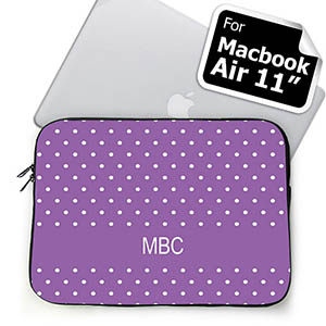 Custom Initials Lavender Polka Dots MacBook Air 11 Sleeve