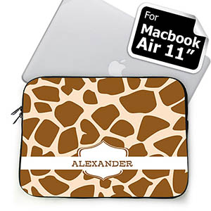 Custom Name Brown Giraffe Pattern MacBook Air 11 Sleeve