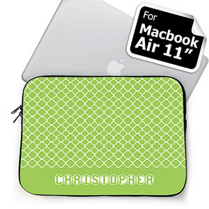 Custom Name Lime Quatrefoil MacBook Air 11 Sleeve