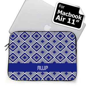 Custom Initials Blue Diamonds MacBook Air 11 Sleeve