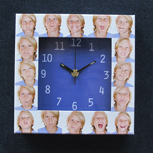 Blue Large Face Collage Clock