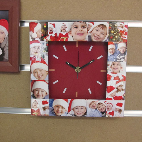 Red Large Face Basic Collage Clock