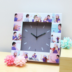 Silver Grey Large Face Basic Collage Clock