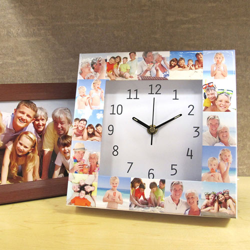 White Large Face Collage Clock