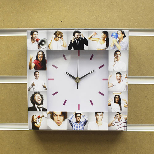 White Large Face Basic Collage Clock, Colorful