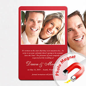 Personalized Red Wedding Announcement Photo Fridge Magnets