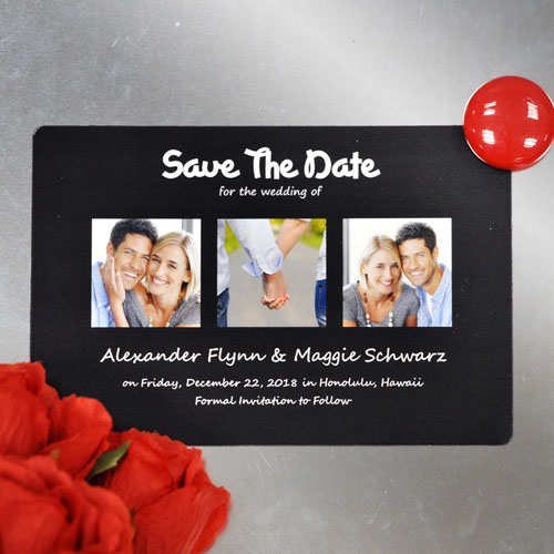 Create Save The Date Magnets, Puppy Love Black