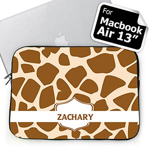 Custom Name Brown Giraffe Pattern MacBook Air 13 Sleeve