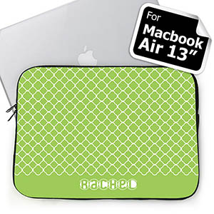 Custom Name Lime Quatrefoil MacBook Air 13 Sleeve