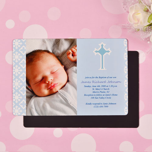 Personalized Faithfully Blue Baptism 4x6 Large Photo Magnets