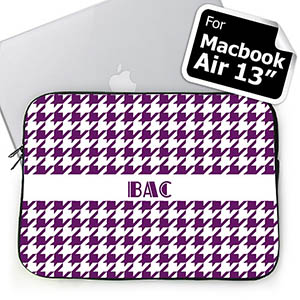 Custom Initials Purple Houndstooth MacBook Air 13 Sleeve