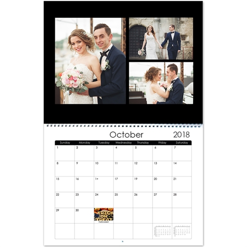 Personalized Black And White, Large Wall Calendar (14