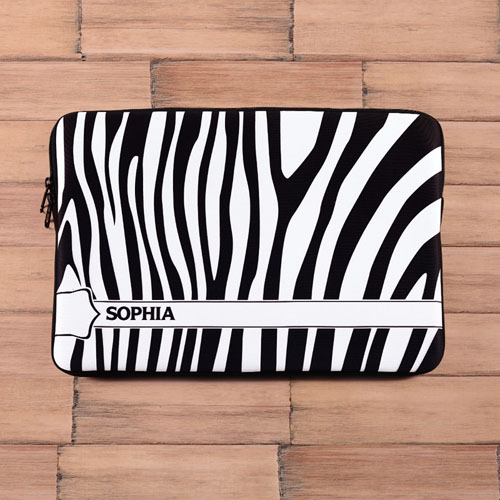 Custom Name Black & White Zebra Pattern  MacBook Pro 15 Sleeve (2015)