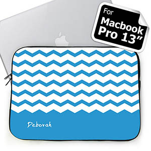 Custom Name Sky Blue Chevron MacBook Pro 13 Sleeve (2015)