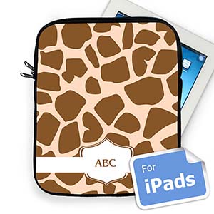 Custom Initials  Brown Giraffe Pattern  iPad Sleeve