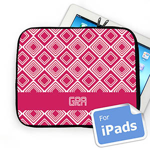 Custom Initials Hot Pink  Diamonds iPad Sleeve