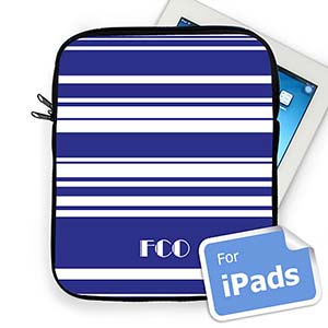 Custom Initials Blue  Stripes  iPad Sleeve