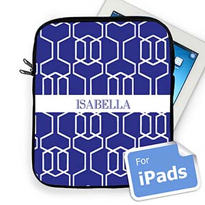 Custom Name Blue Trellis  iPad Sleeve