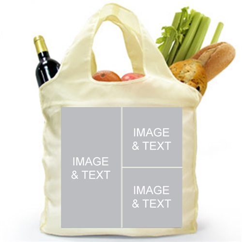 Custom 2 Sides 3 Collage Reusable Shopping Bag, Contempo