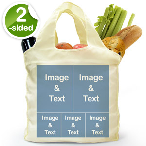 Personalized Both Sides 5 Collage Reusable Shopping Bag, Classic