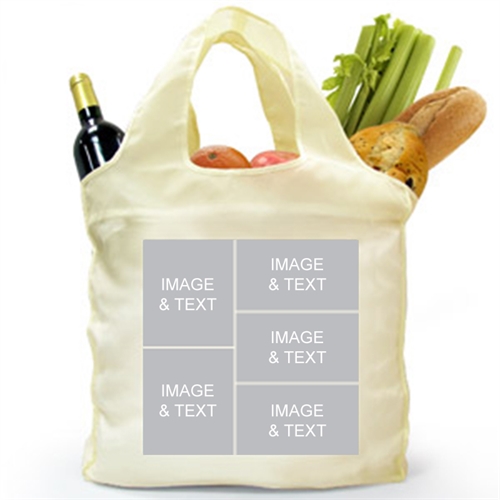 Customize 2 Sides 5 Collage Reusable Shopping Bag, Elegant