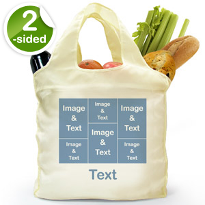 Personalized Both Sides 6 Collage Reusable Shopping Bag, Elegant