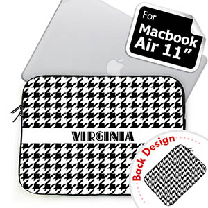 Custom 2 Sides Personalized Name Black Houndstooth MacBook Air 11 Sleeve