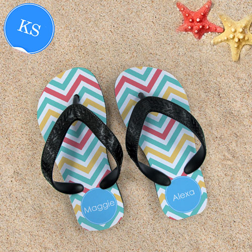 Design My Own Tropical Chevron Personalized Monogrammed, Kids Small Flip Flops