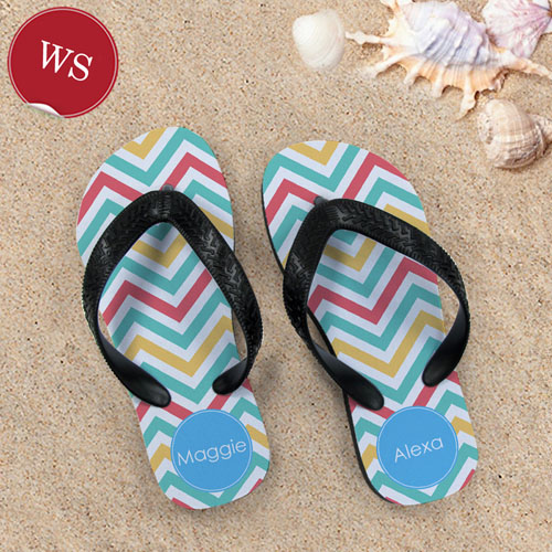 Make My Own Tropical Chevron Personalized Monogrammed, Women's Small Flip Flop Sandals