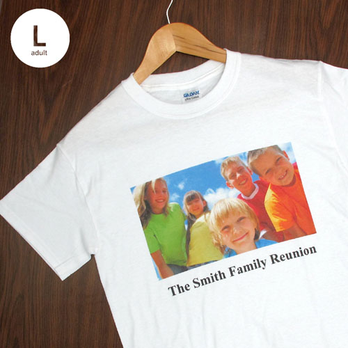 Custom Print Cotton White Image & Text Adult Large T Shirt