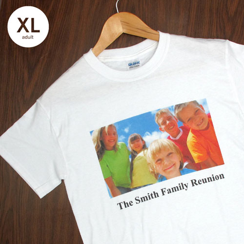 Custom Printed Cotton White Image & Text Adult Extra Large T Shirt