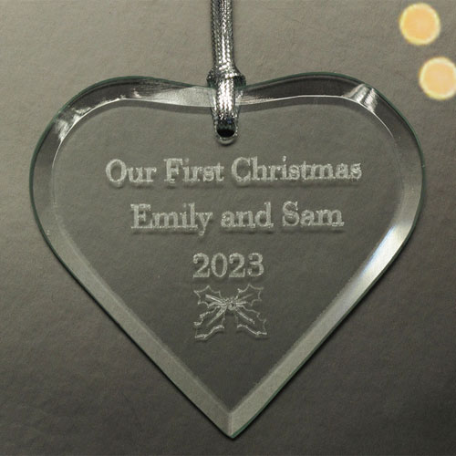 Personalized Message Heart Glass Ornament