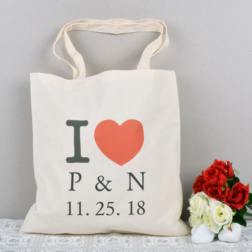 Personalized Heart I Heart Budget Tote Canvas Bag