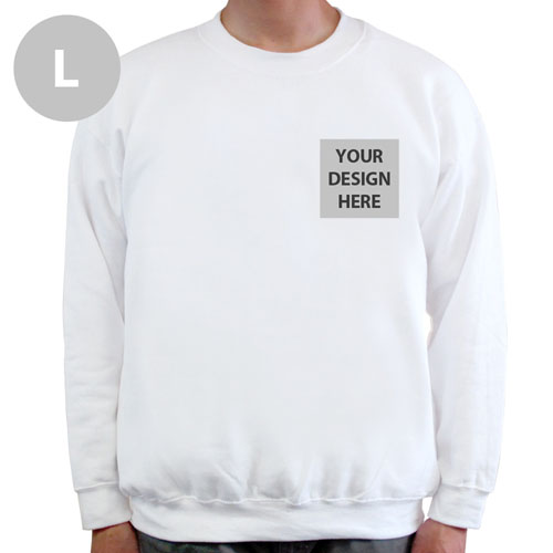 Create Your Own Print Your Logo White Sweatshirt, L
