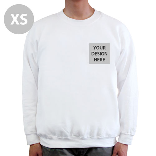 Custom Printed White Sweatshirt, XS