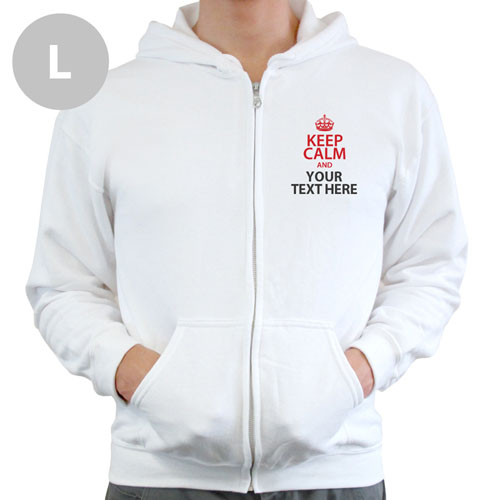 Personalized Keep Calm Personalized Text White Large Size Hoodie Sweatshirt